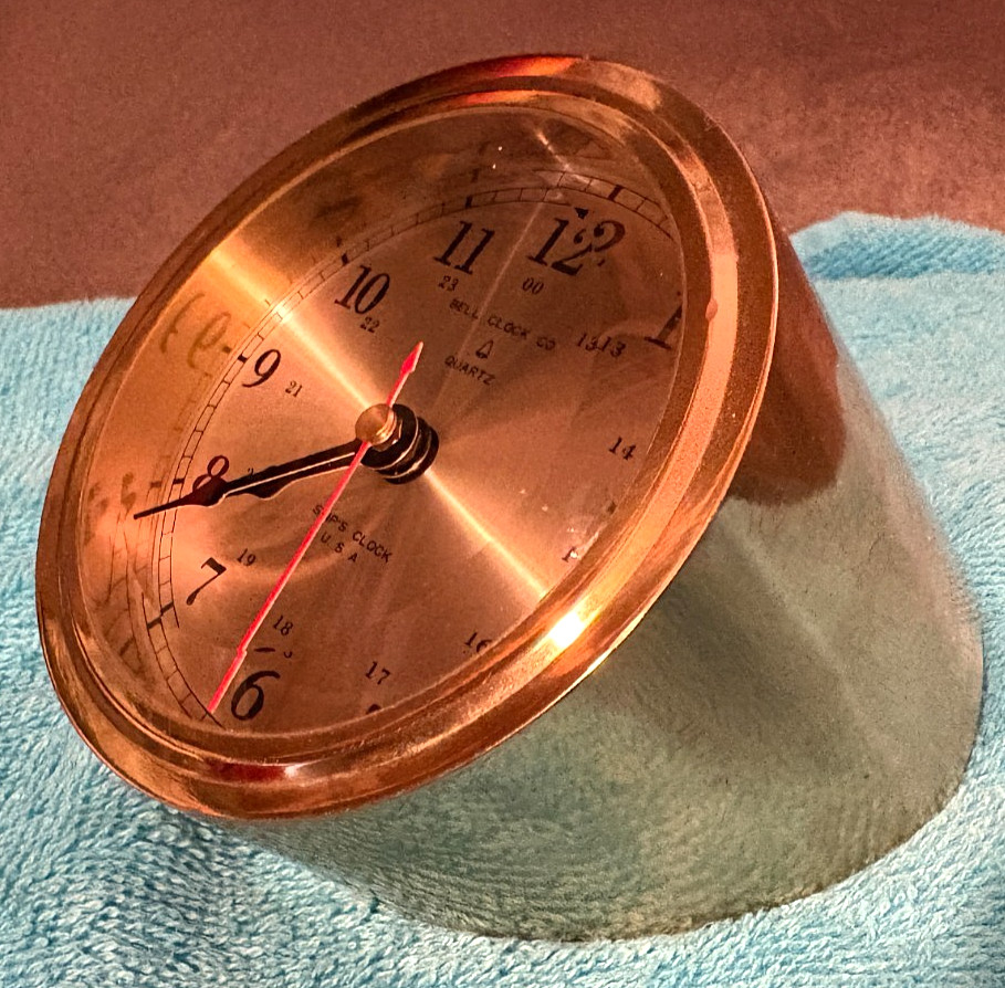 VTG Brass Bell Clock Co.-Ship's Bell Strike Quartz Battery Clock Untested-RUNS