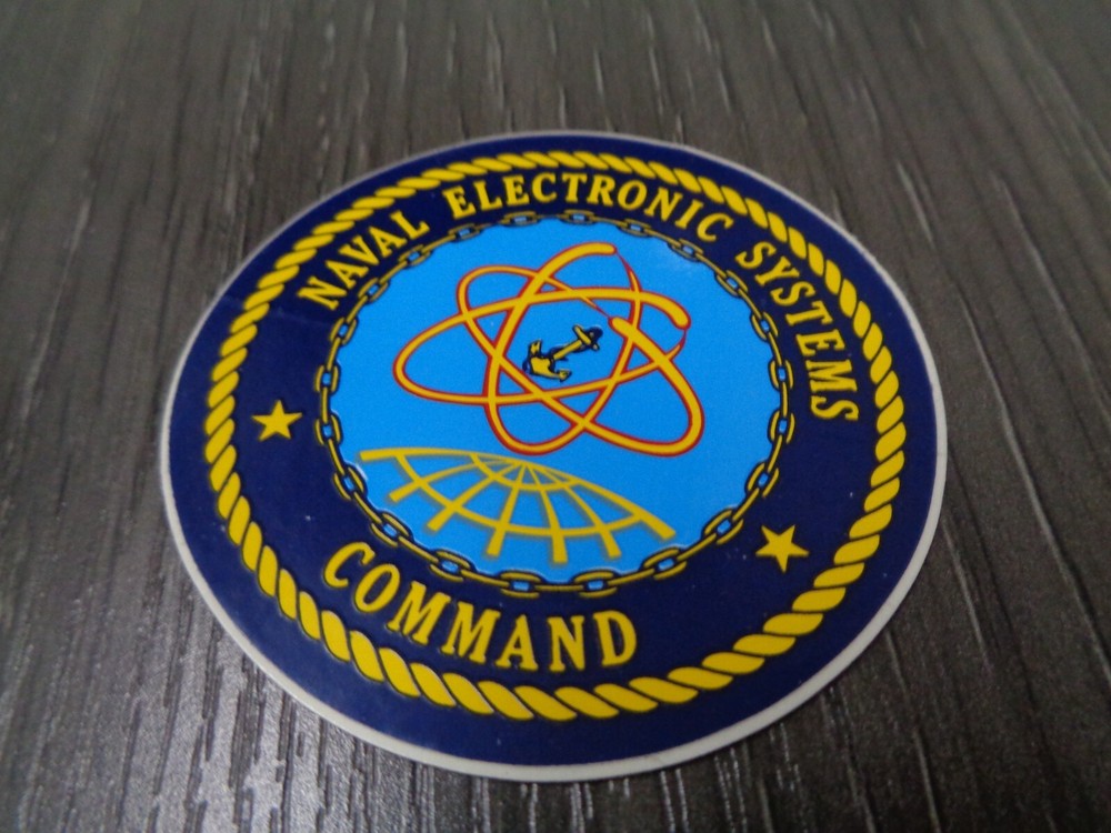 US NAVY STICKER / DECAL NAVAL ELECTRONIC SYSTEMS COMMAND SMALL BLUE WHITE EDGE