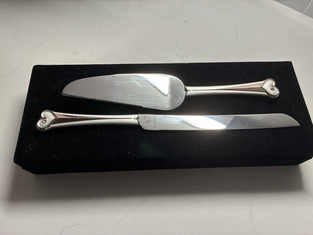 Things Remembered Silver Wedding Cake Knife & Server Set Heart Handles