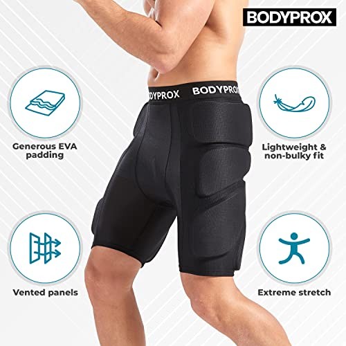 Protective Padded Shorts for Snowboard,Skate and Ski,3D Medium Black
