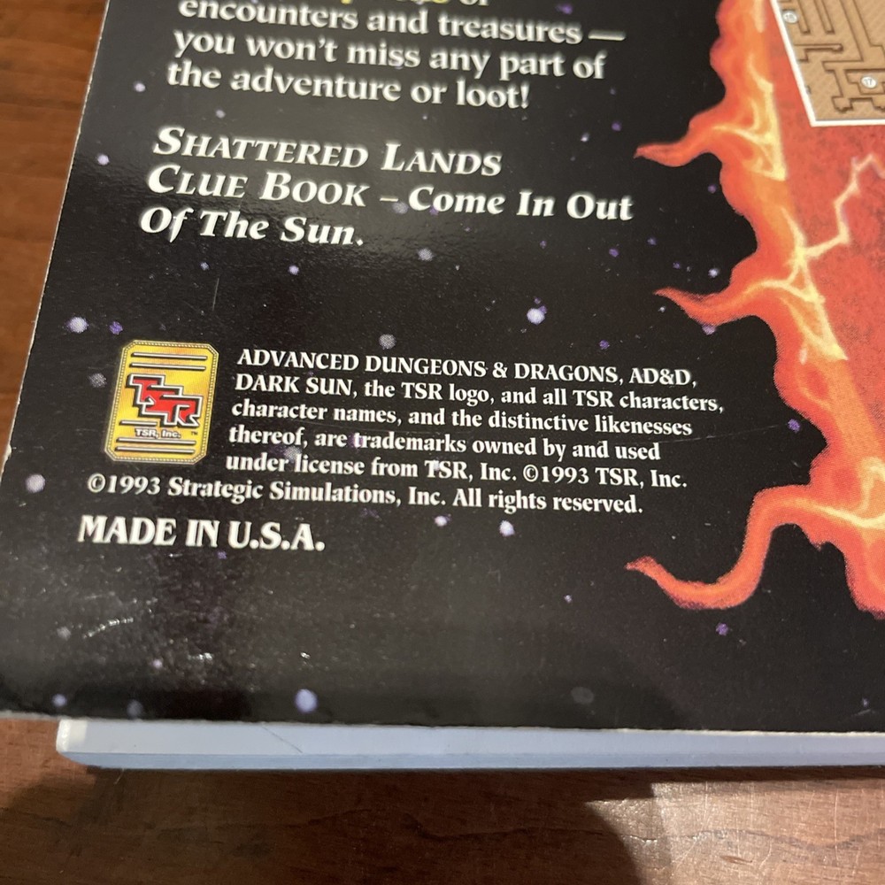 AD&D Advanced Dungeons & Dragons Dark Sun Shattered Lands Clue Book