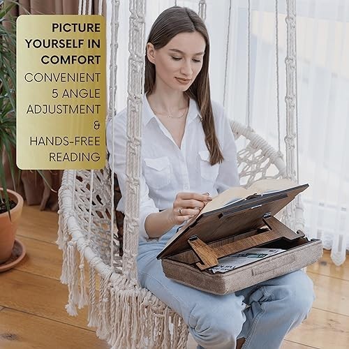 Adjustable Book Stand for Reading in Bed – Hands-Free Holder with Storage, Perfe