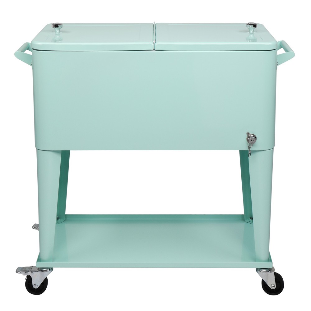Rectangular Plastic Frozen Insulation Cart, Mint Green, Portable Cooler
