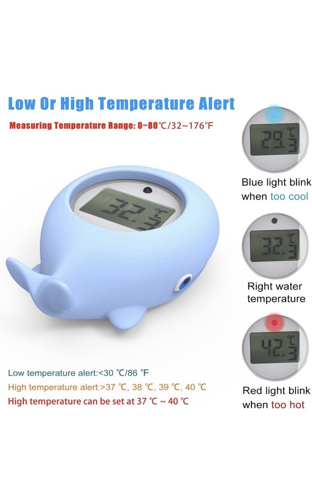 Baby Bath & Room Thermometer with LED Display, Temperature Warning & Floating