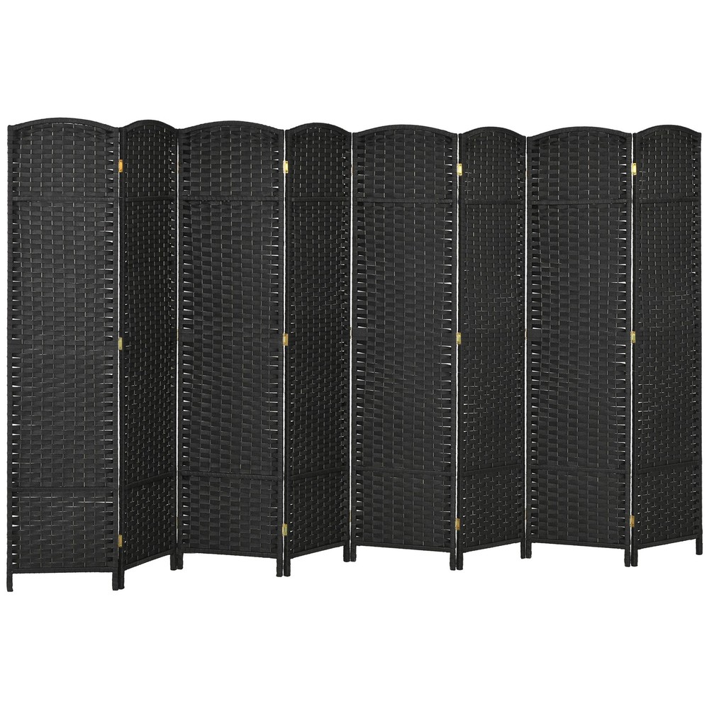 8 Panel Room Divider Freestanding Folding Privacy Screen Black