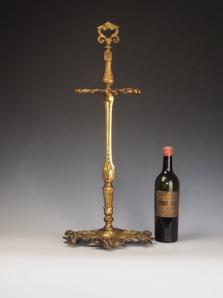 Antique Brass Fireside Tool Stand | Ornate Victorian Hearth Accessory