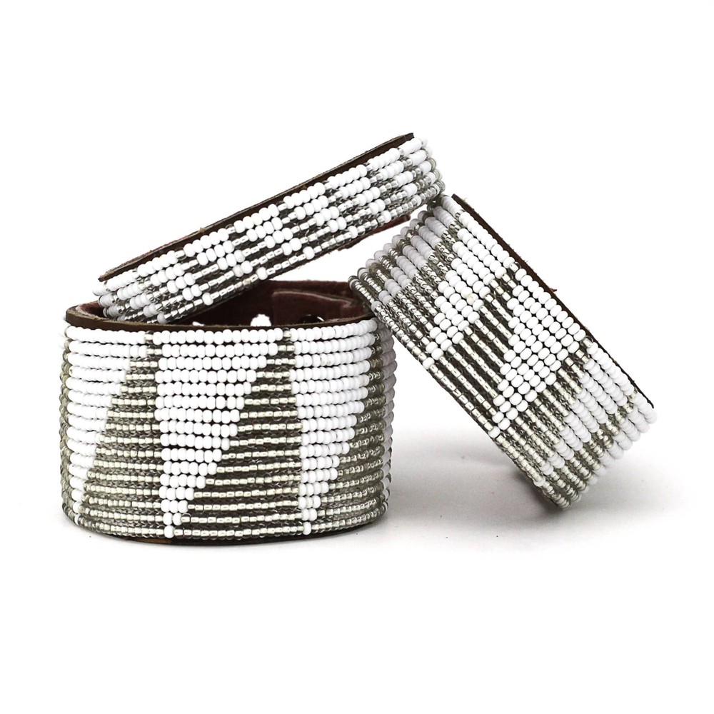 Medium Silver Tri Leather Cuff