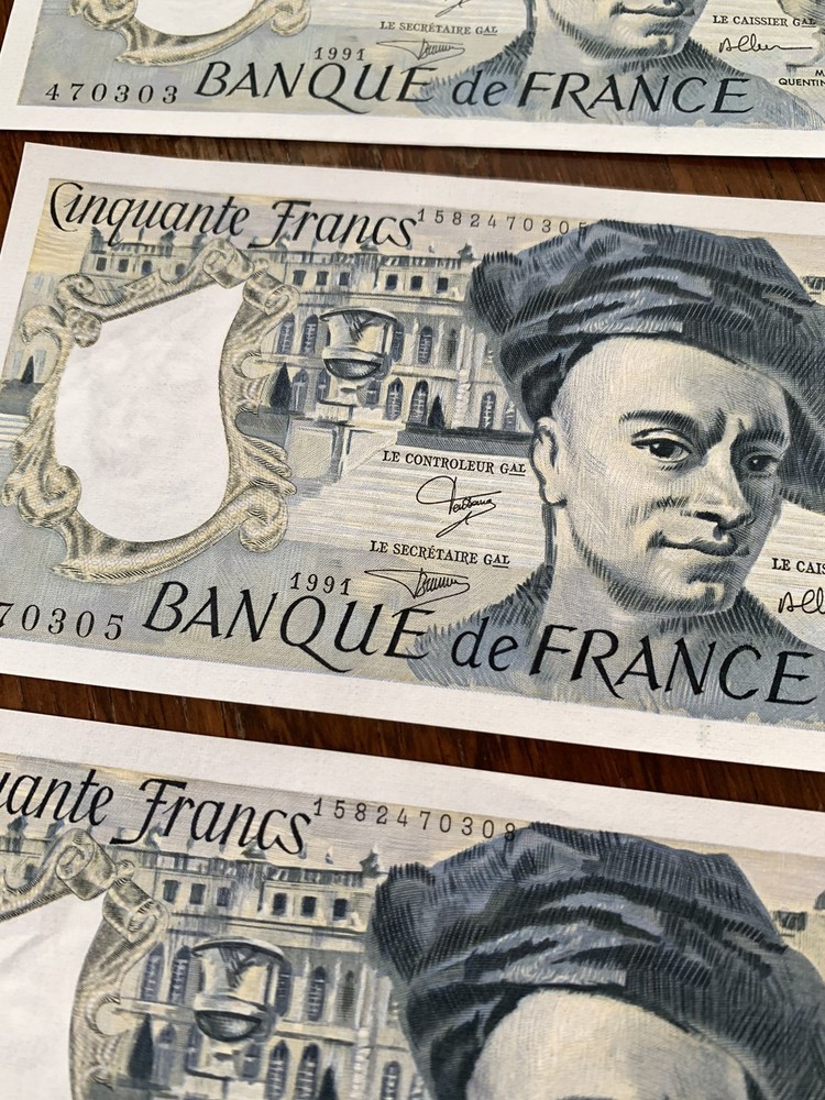 10 * 50 Franc Bank Notes 1991
