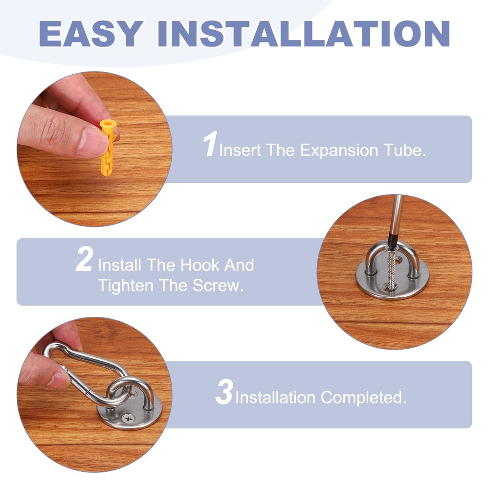 2Pcs M5 Eyelet Bracket Set Diamond Shaped Hook Plate and Hook, Silver