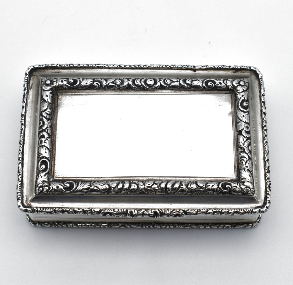Antique Nathaniel Mills Solid Silver Snuff Box Table Snuff Trinket Box 1837