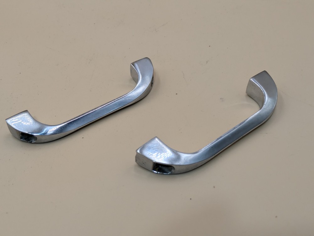 Pair Vintage Surrey Ware Mid Century Kitchen Cabinet Drawer Pull Handle Chrome