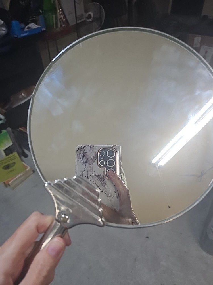 Vintage Handheld Vanity Barber Mirror Silver Toned**READ**