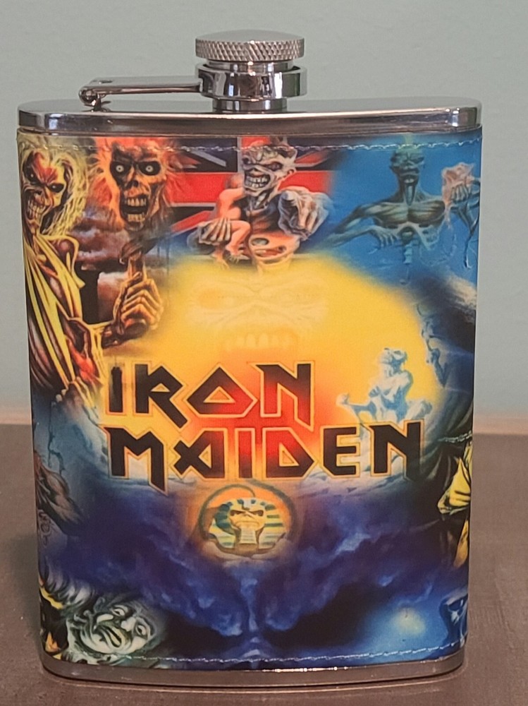 Iron Maiden:  Collage #3  custom made  8 oz flask  NEW (can make other ideas!)
