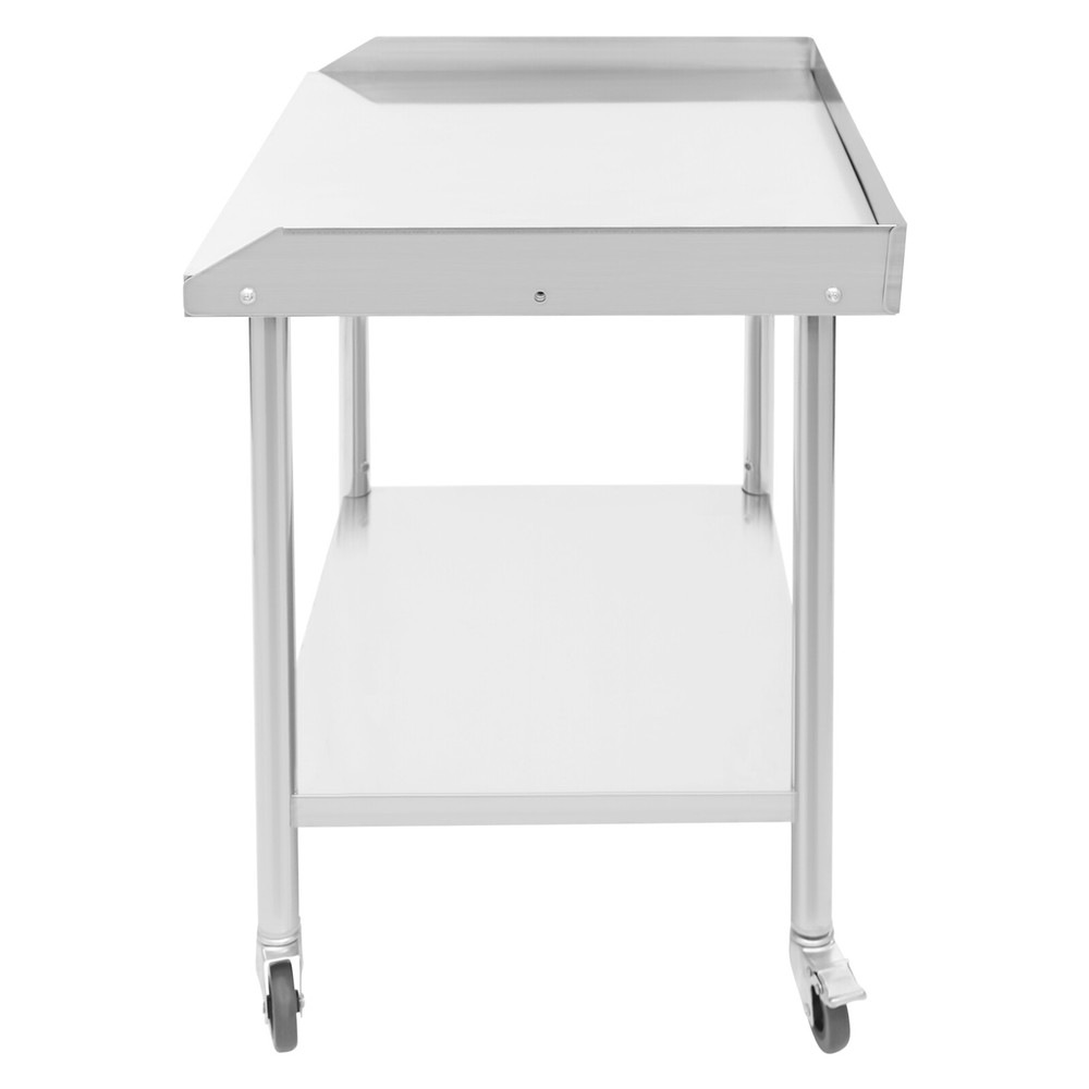 Stainless Steel 2-Tier Work Table with Adjustable Shelves and Wheels