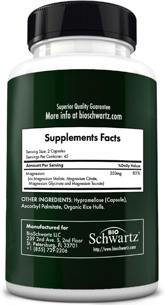 Magnesium Complex Supplement Extra Strength 350mg High Absorption Magnesium 90ct