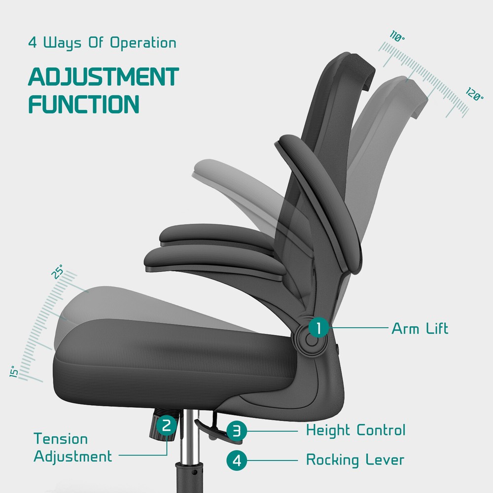 Black Mesh Office Chair with Lumbar Support Comfortable Ergonomic Computer Chair