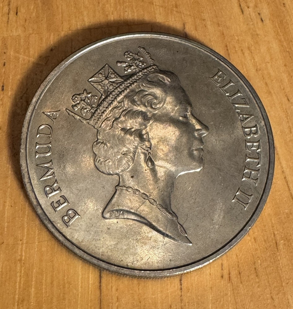 1985 Bermuda $1 Dollar Coin Commemorative Issue Cruise Ship Tourism!