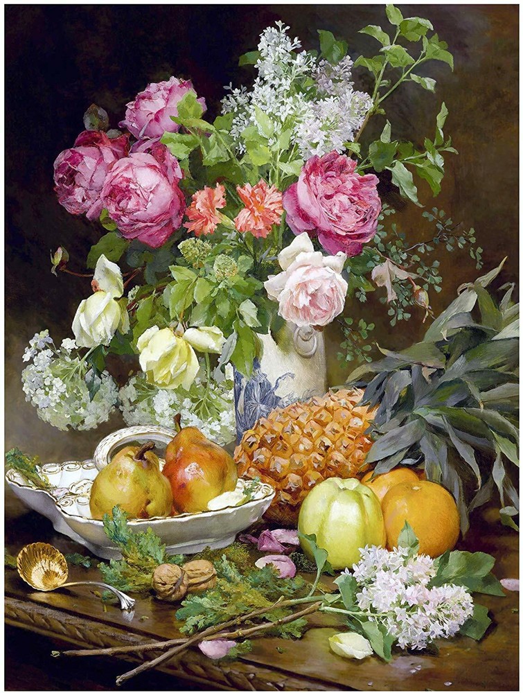 Flowers Pineapple L. Schryver Tile Mural Kitchen Wall Backsplash Marble Ceramic