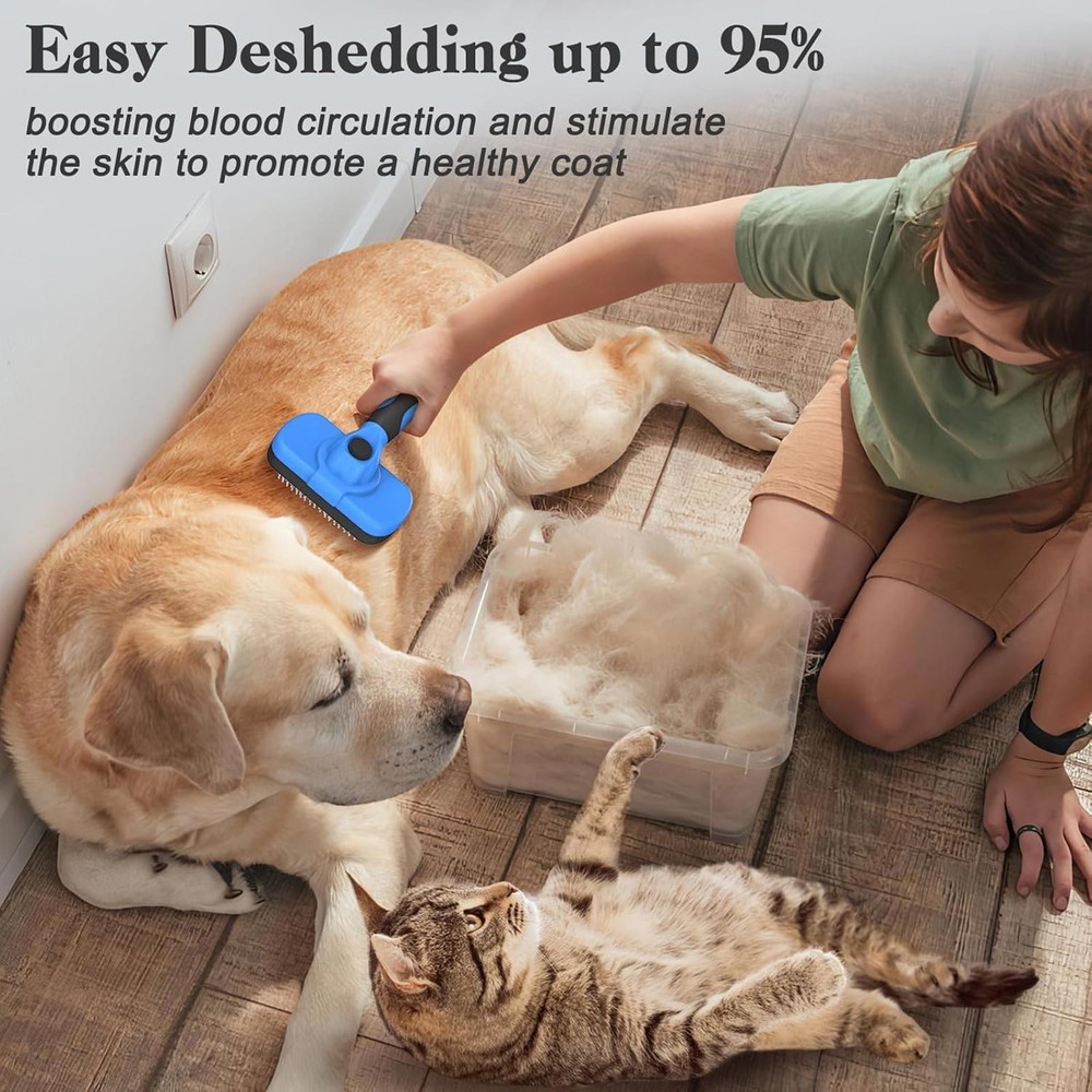 Self Cleaning Slicker Brush - Skin Friendly Deshedding Grooming Tool for Pets
