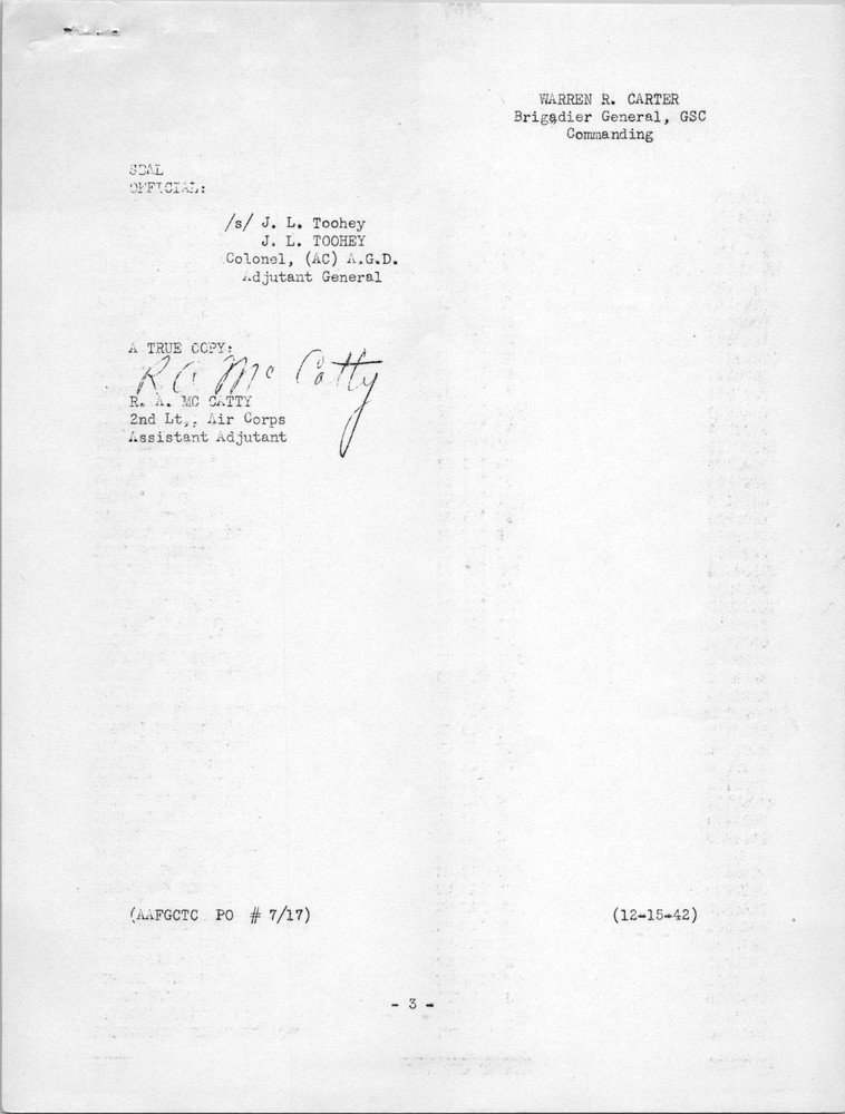 US Army Air Force Separation Orders Gulf Coast Training Randolph Field TX