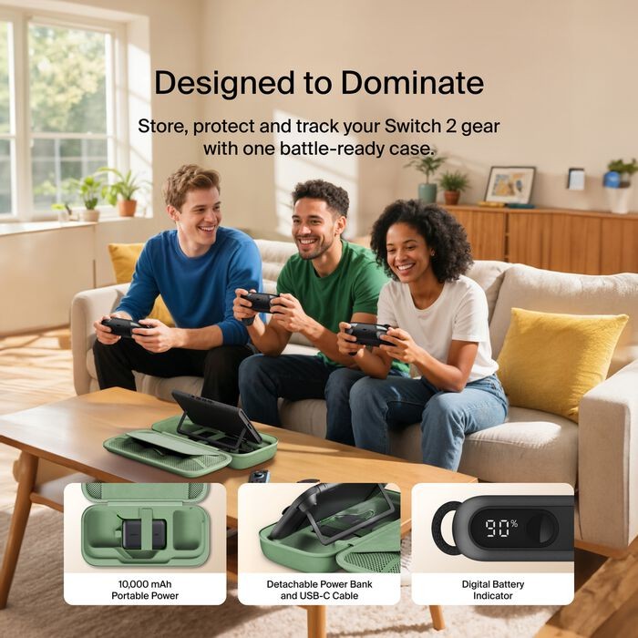 Gaming Charging Case 20W for Nintendo Switch 2, Sage Green