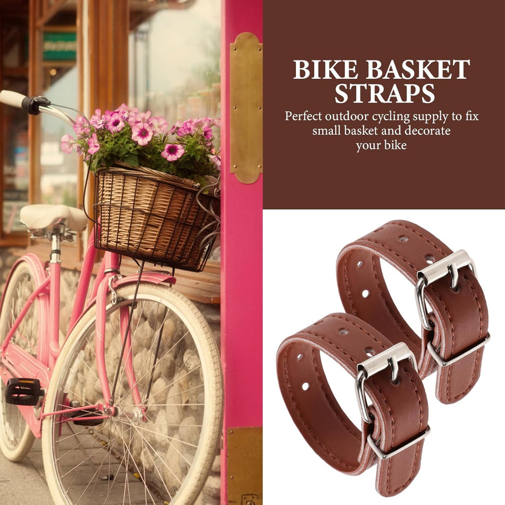 1 Pair Bike Basket Strap Replacement, Adjustable PU Leather Front Basket Fastene