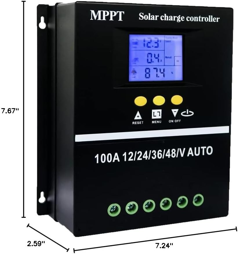 High Efficiency 100A MPPT Solar Charge Controller with Safety Features - 12V-48V
