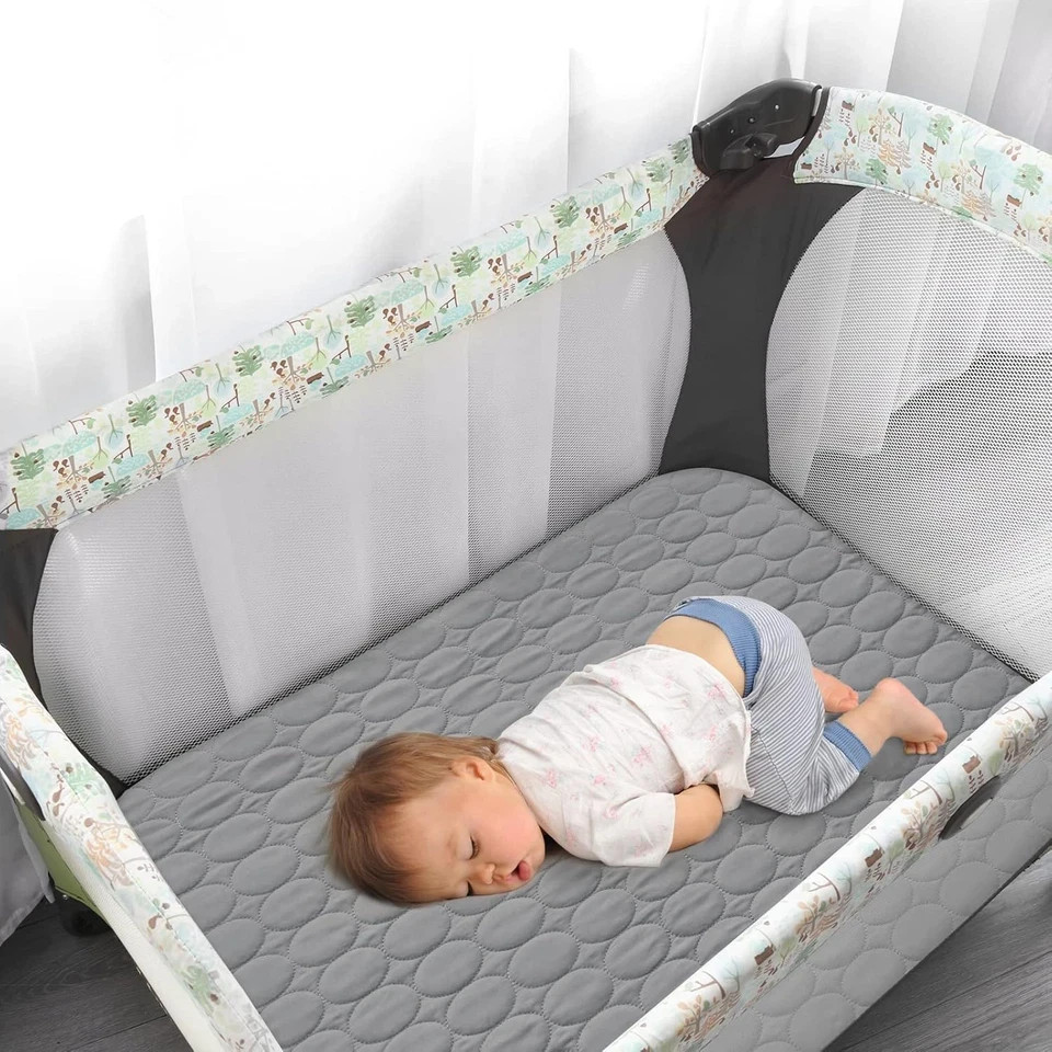 Pack and Play Sheets Fitted Quilted Waterproof Protector, 2 Pack Playard Mattres