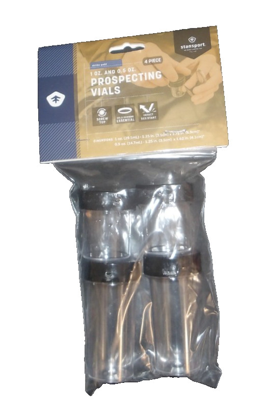 Stansport 4 Pack 1 Oz....0.5 Oz Prospecting Vials