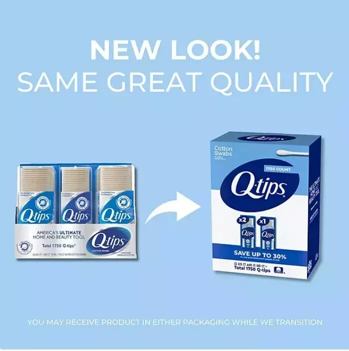 Q-tips Cotton Swabs, 1,750 ct., 3 pk.