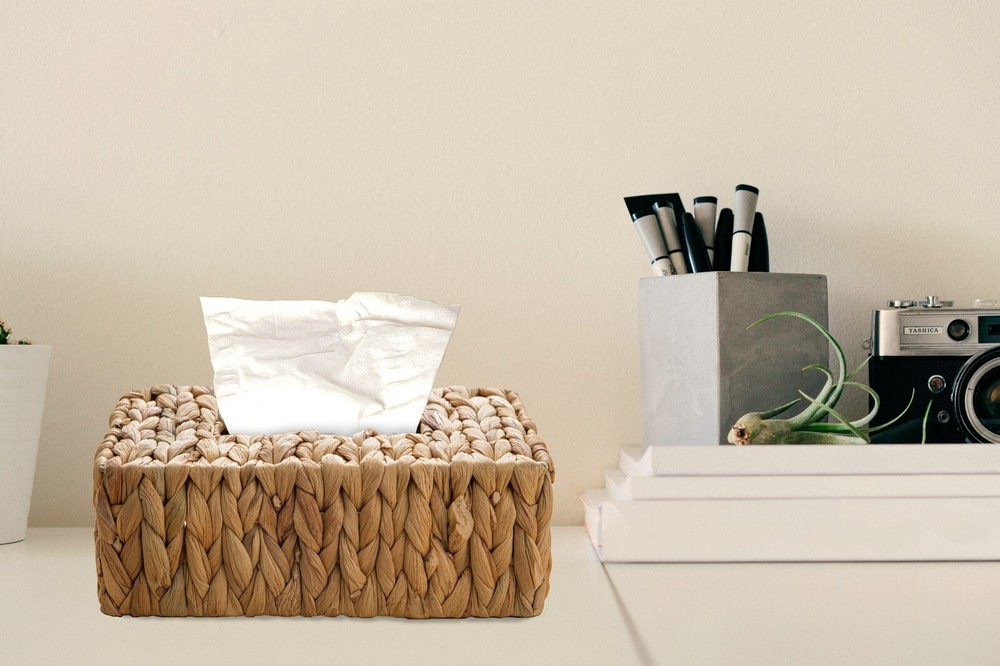 New Water Hyacinth Wicker Tissue Box Cover