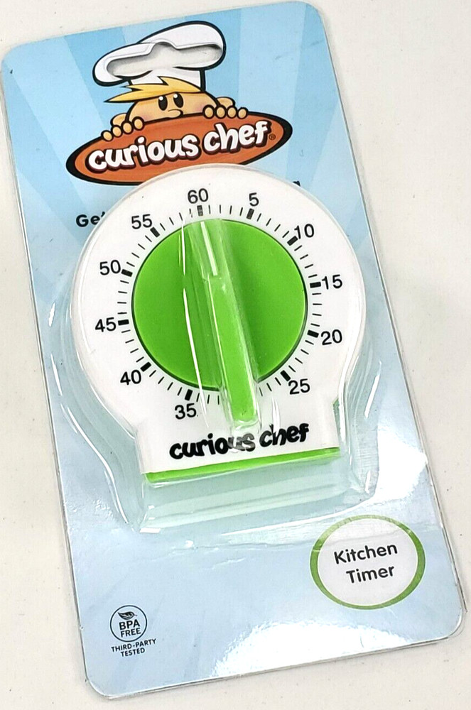 Curious Chef Kitchen Timer for Kids 60 Minute Easy DialTimer GREEN