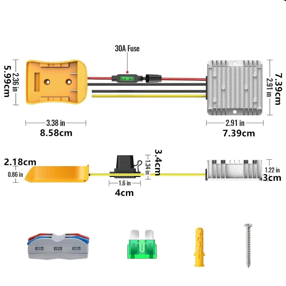 100W Step Down Converter for DeWalt 20V Power Wheels Battery Adapter DC