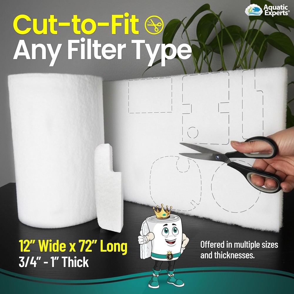 Dual-Layer Filter Pad for Fish Tanks - Safe, Durable & Reusable 12x72 Media Roll