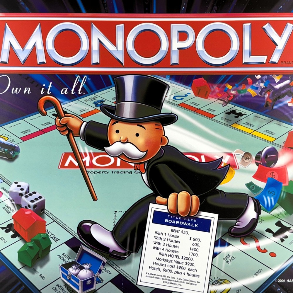 Stern Monopoly Pinball Machine Game Backglass Translite ORIGINAL