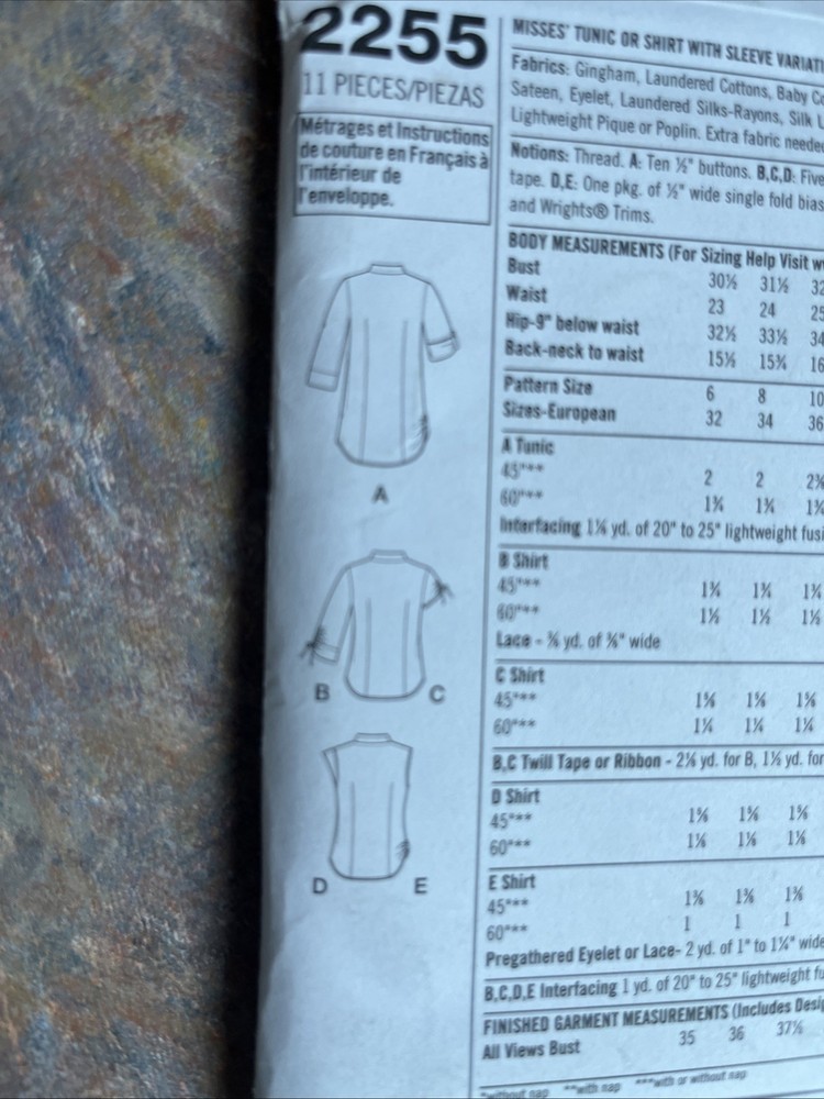 2255 SIMPLICITY EASY MISSES Button up Tunic Variations Sewing Pattern - SZ 6-14