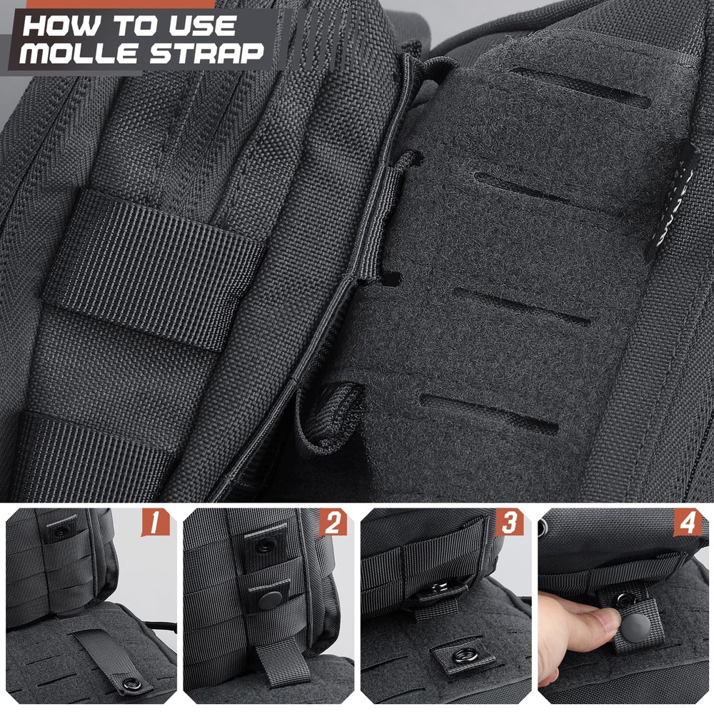 WYNEX Molle Straps 4 inch, Panel Attachment 4", Black