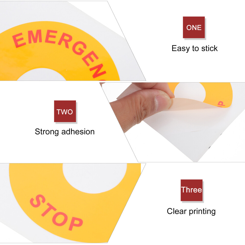 8PCS Emergency Stop Warning Label Sticker Warning Emergency Stop Sign Decal