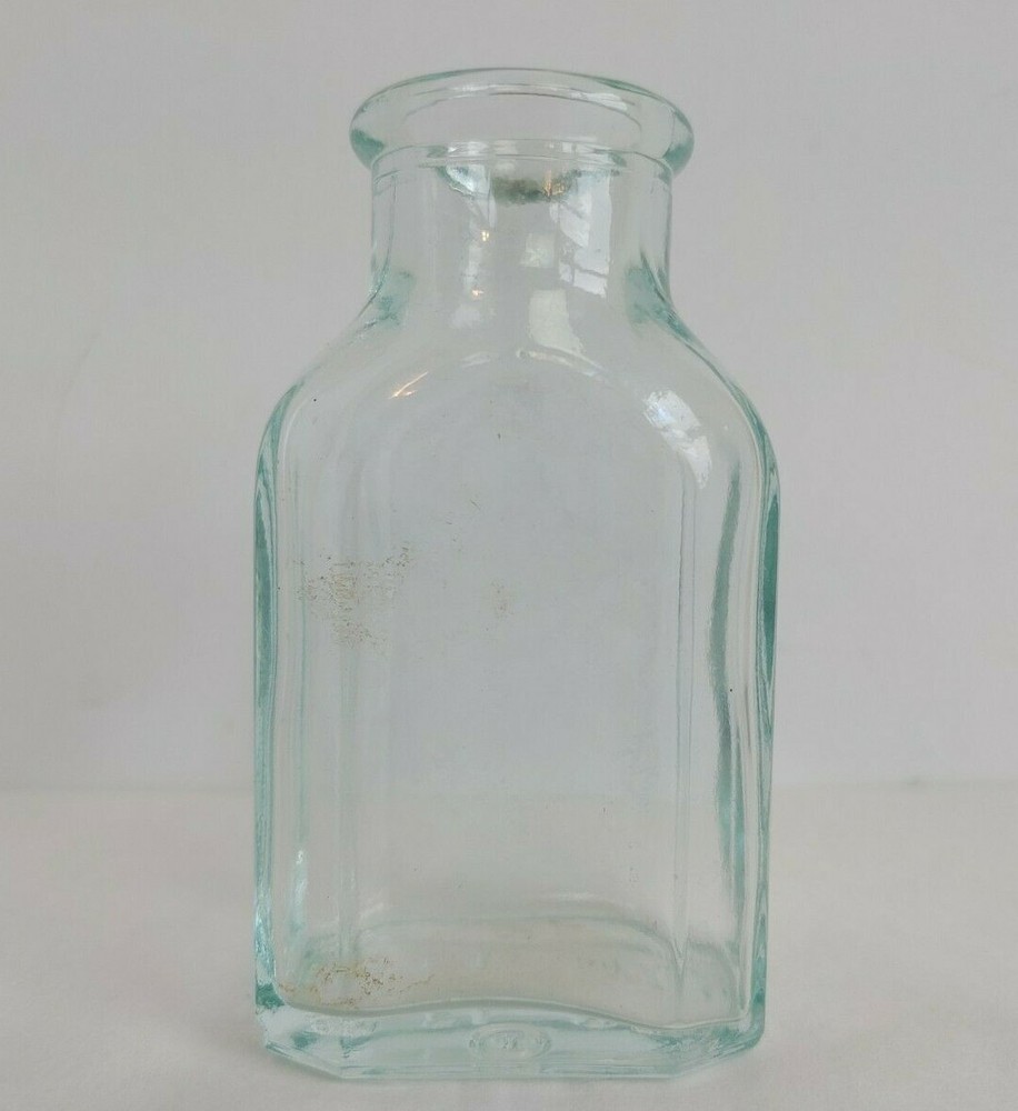 Vintage 2 Ounce Clear Glass Bottle Rectangular Approx 3.5" Tall #14521