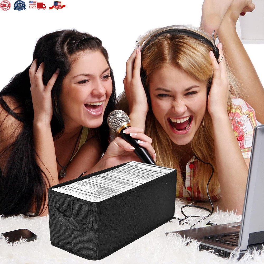 CD Storage Boxes - Pack of 4 CD Case Storage - 13.2" X 5.9" X 5.3", Container Ho