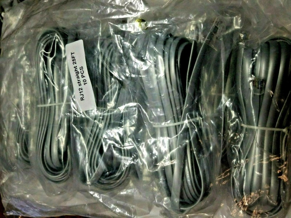 10 pcs Phone cable / RJ12 (6P6C) Straight - 25ft DATA HQ DATA CABLE