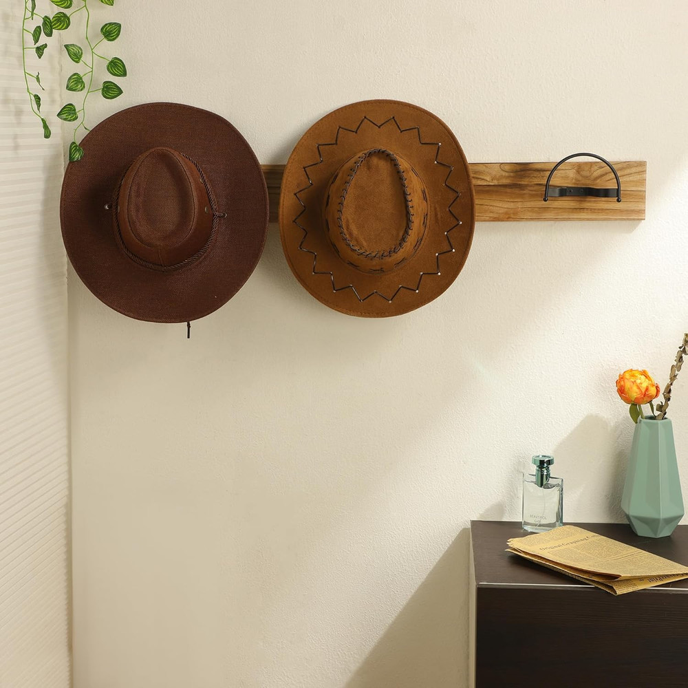 Cowboy Hat Rack 4 Pack Wall Mount Black Hat Hooks for Display