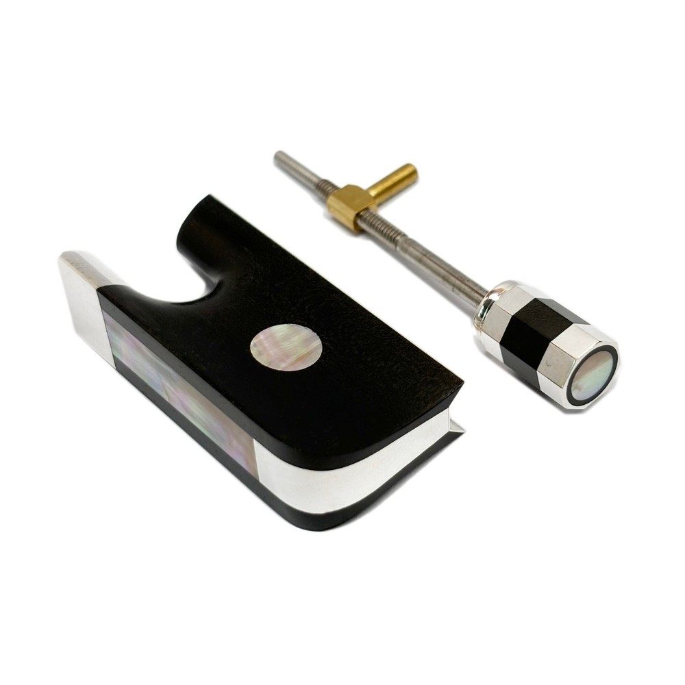 4/4 Viola Ebony Frog Button Abalone Inlaid Silver Fitting Single Eye