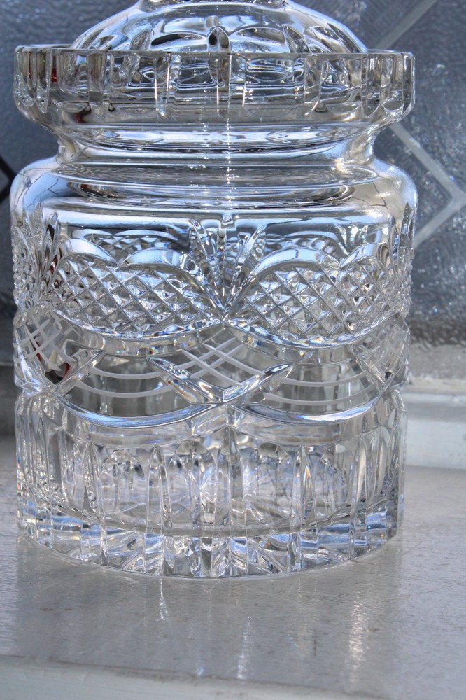 Elegant Cut Crystal Biscuit Barrel Cookie Jar