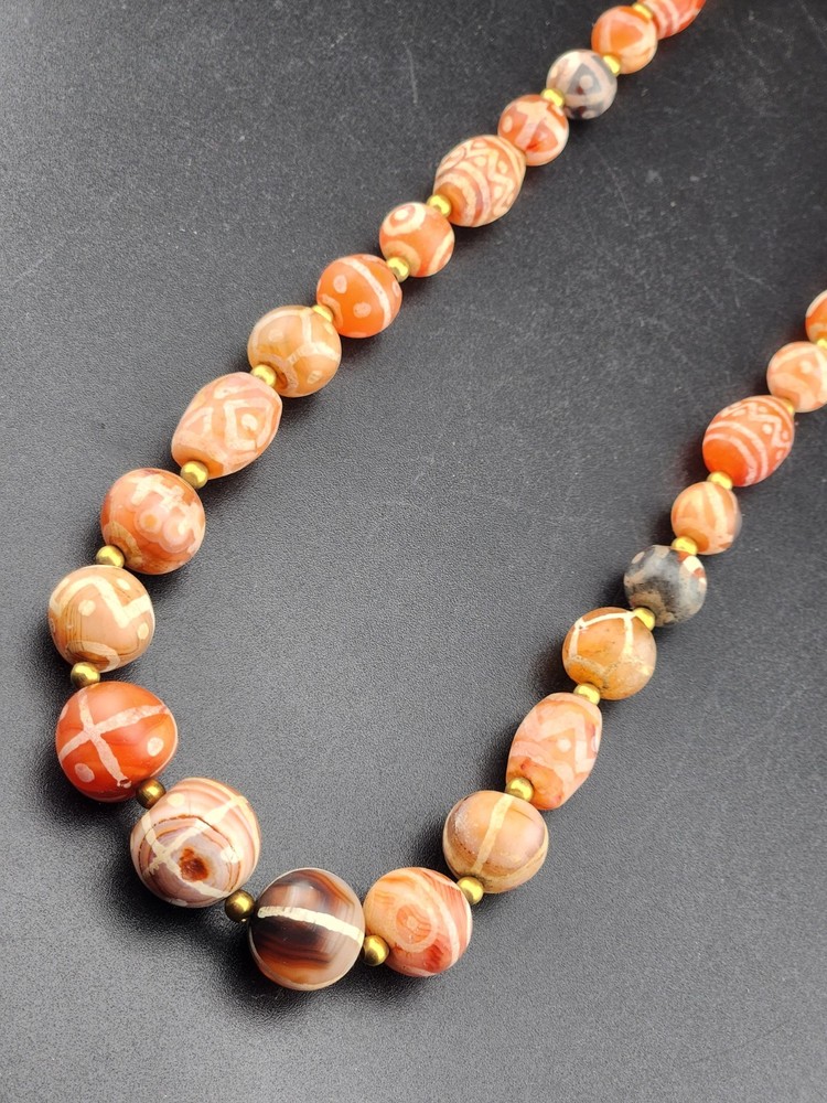 Ancient Etched Carnelian Longevity Beads over 2000 Year Old In great Condition