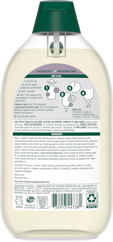 Seventh Generation Easydose Laundry Detergent Fresh Lavender Scent 2 Pack Ultra