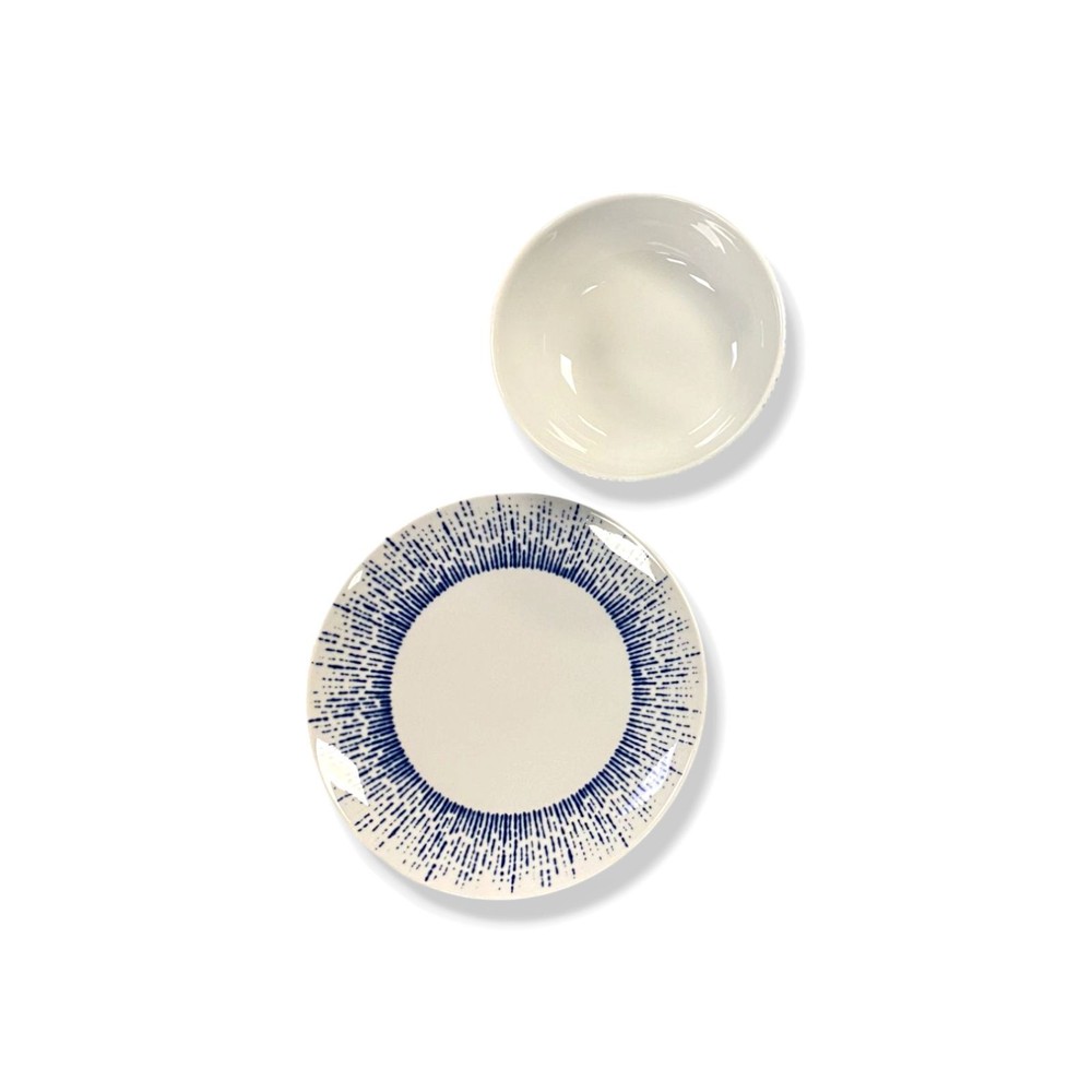 NEIMAN MARCUS 6-Piece Blue White Drizzle Dinnerware Set