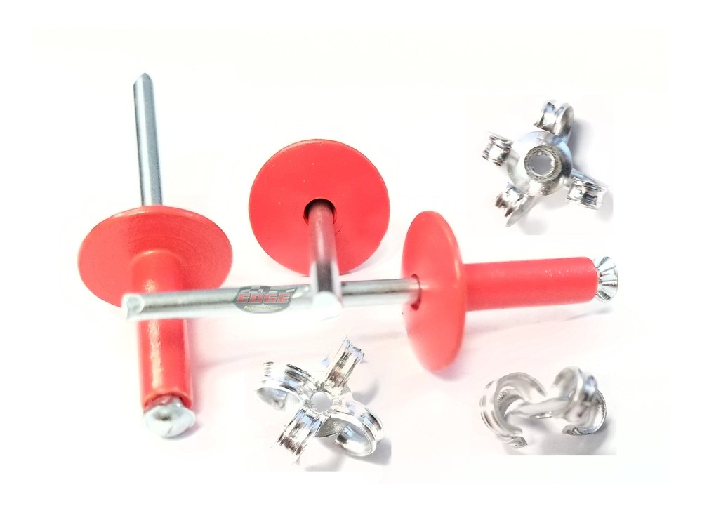 Red 3/16" Rivet Large Head Exploding Banana Peel Aluminum Pop Rivets 100 pack