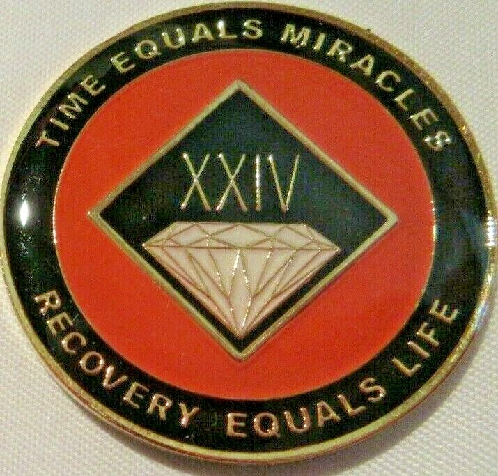 Narcotics Anonymous 24 Year Orange Medallion NA Clean Coin Chip Token Sober