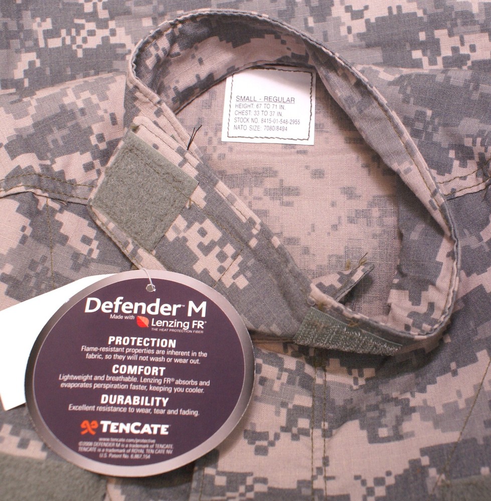 US Army Combat Coat Fire Resistant Camo FR Uniform Jacket, Small-Regular